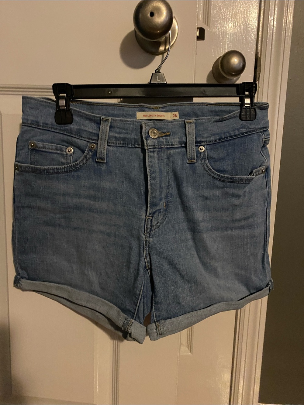 Levi's Light Blue Denim Cuffed Jean Shorts